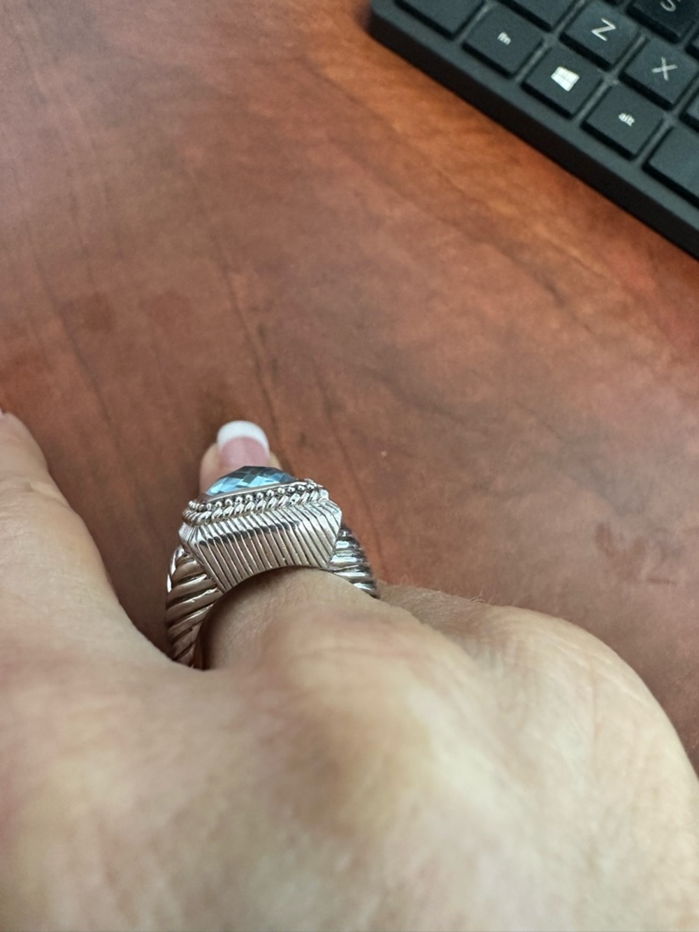 Judith Ripka Blue Topaz-Style Statement Ring - Picture 4 of 8
